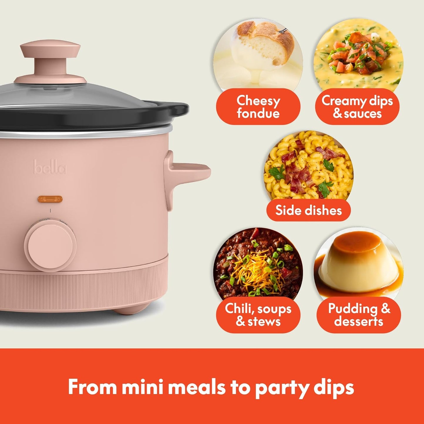 bella 1.5 Qt Slow Cooker with 3 Heat Manual Control