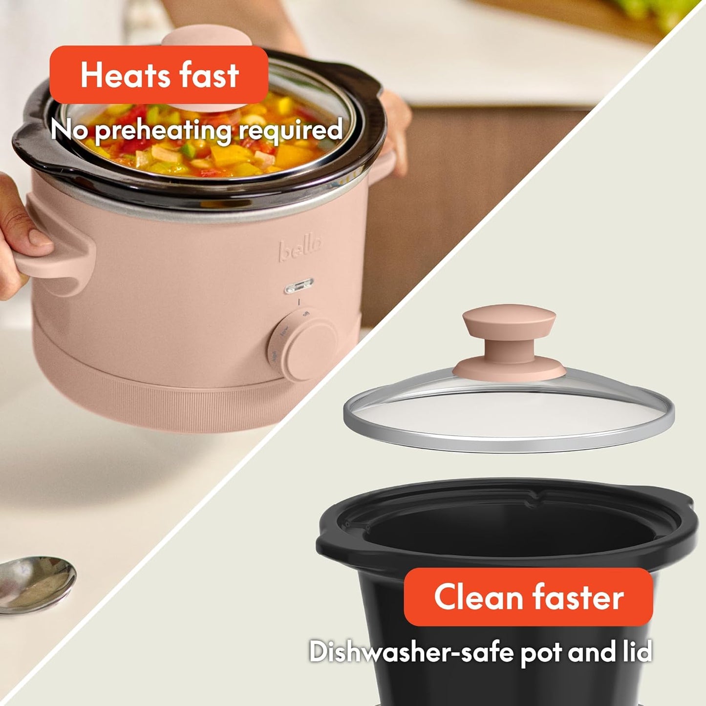 bella 1.5 Qt Slow Cooker with 3 Heat Manual Control