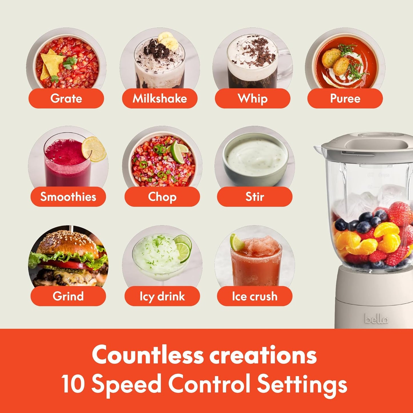 bella 10 Speed Countertop Blender