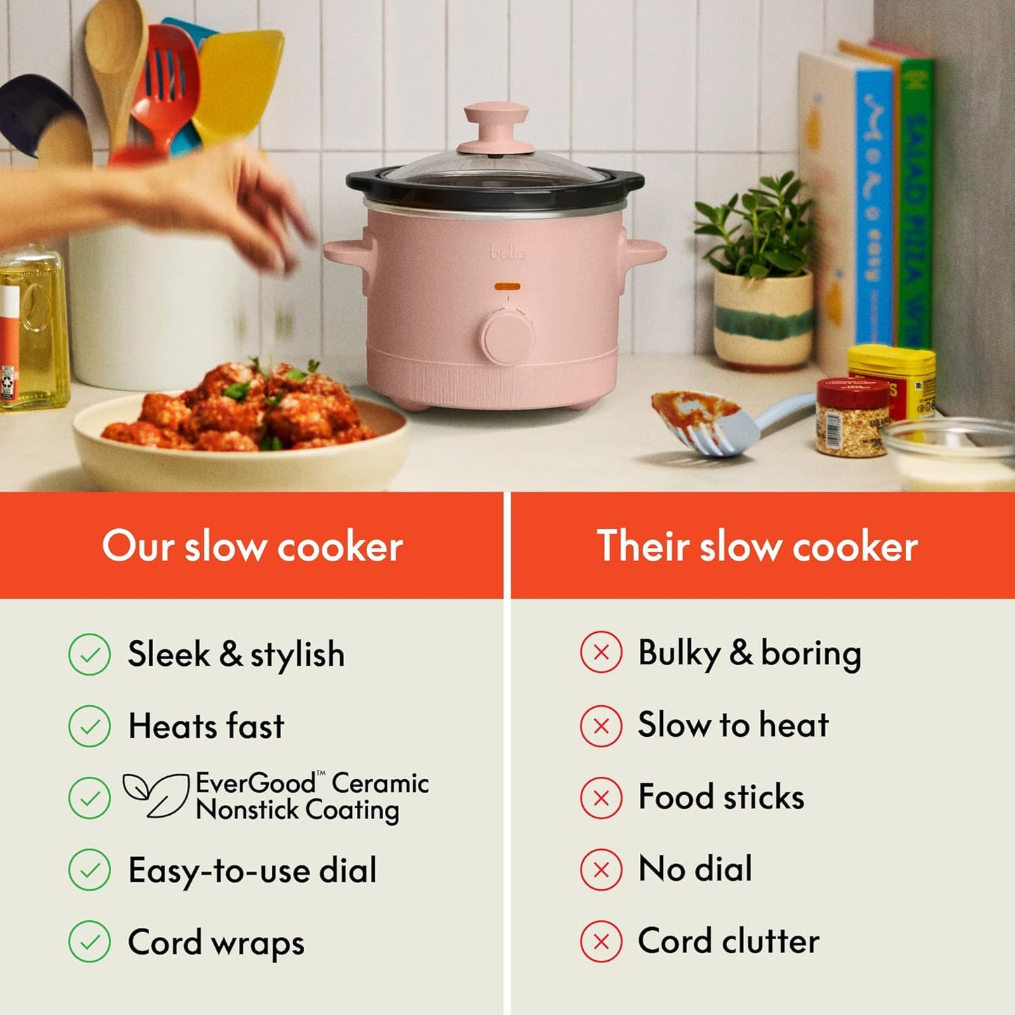 bella 1.5 Qt Slow Cooker with 3 Heat Manual Control