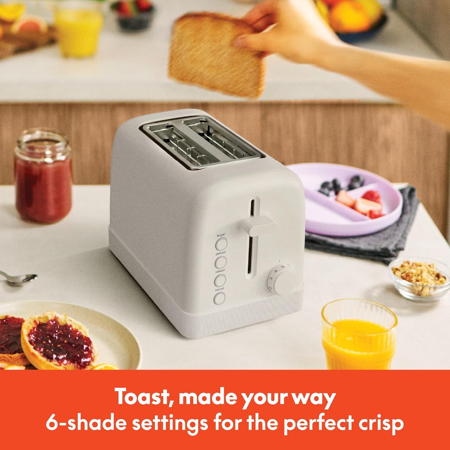 bella 2 Slice Toaster, 6 Setting Shade Control w Reheat
