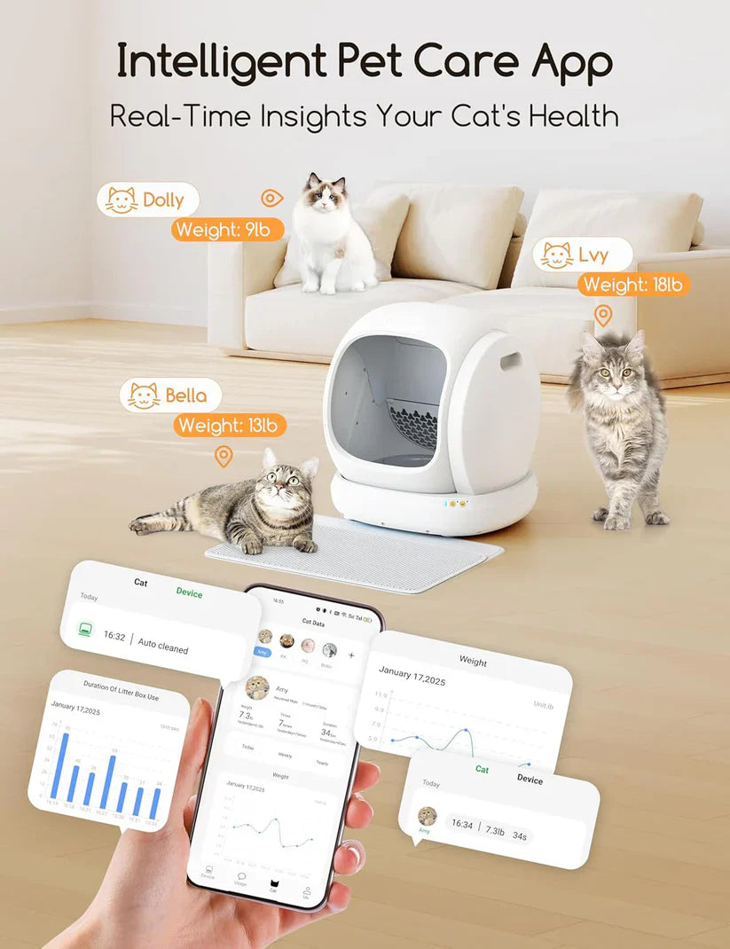 CleanAir 75L Auto Litter Box – Wi-Fi Self-Cleaning, Quiet, App Alerts