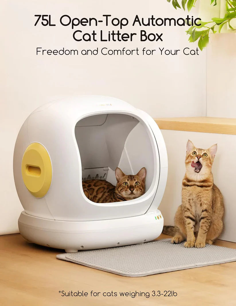 CleanAir 75L Auto Litter Box – Wi-Fi Self-Cleaning, Quiet, App Alerts