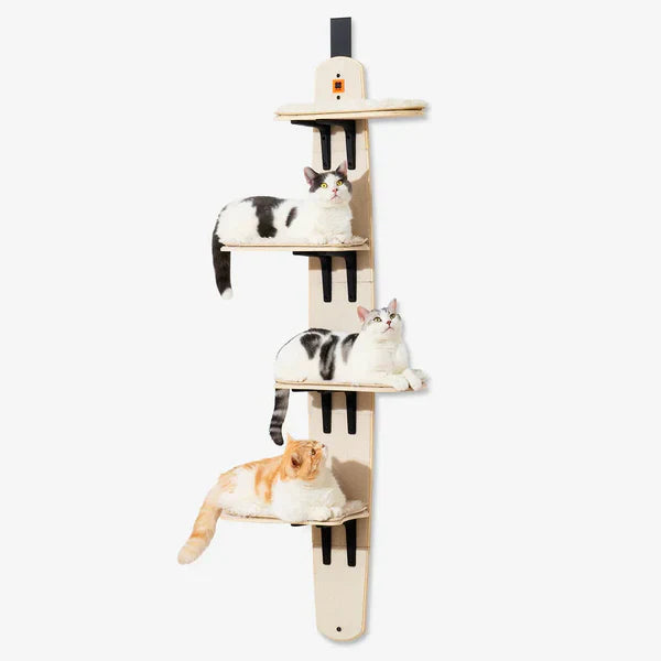 Sherman Door Cat Tree Premium – Space-Saving Hanging Cat Tree with Plush Cushions + Scratching Boards