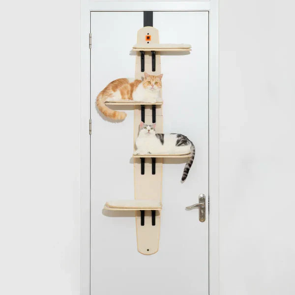 Sherman Door Cat Tree Premium – Space-Saving Hanging Cat Tree with Plush Cushions + Scratching Boards