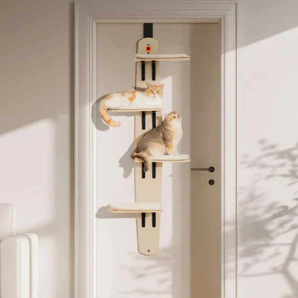 Sherman Door Cat Tree Premium – Space-Saving Hanging Cat Tree with Plush Cushions + Scratching Boards