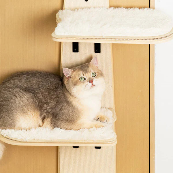 Sherman Door Cat Tree Premium – Space-Saving Hanging Cat Tree with Plush Cushions + Scratching Boards